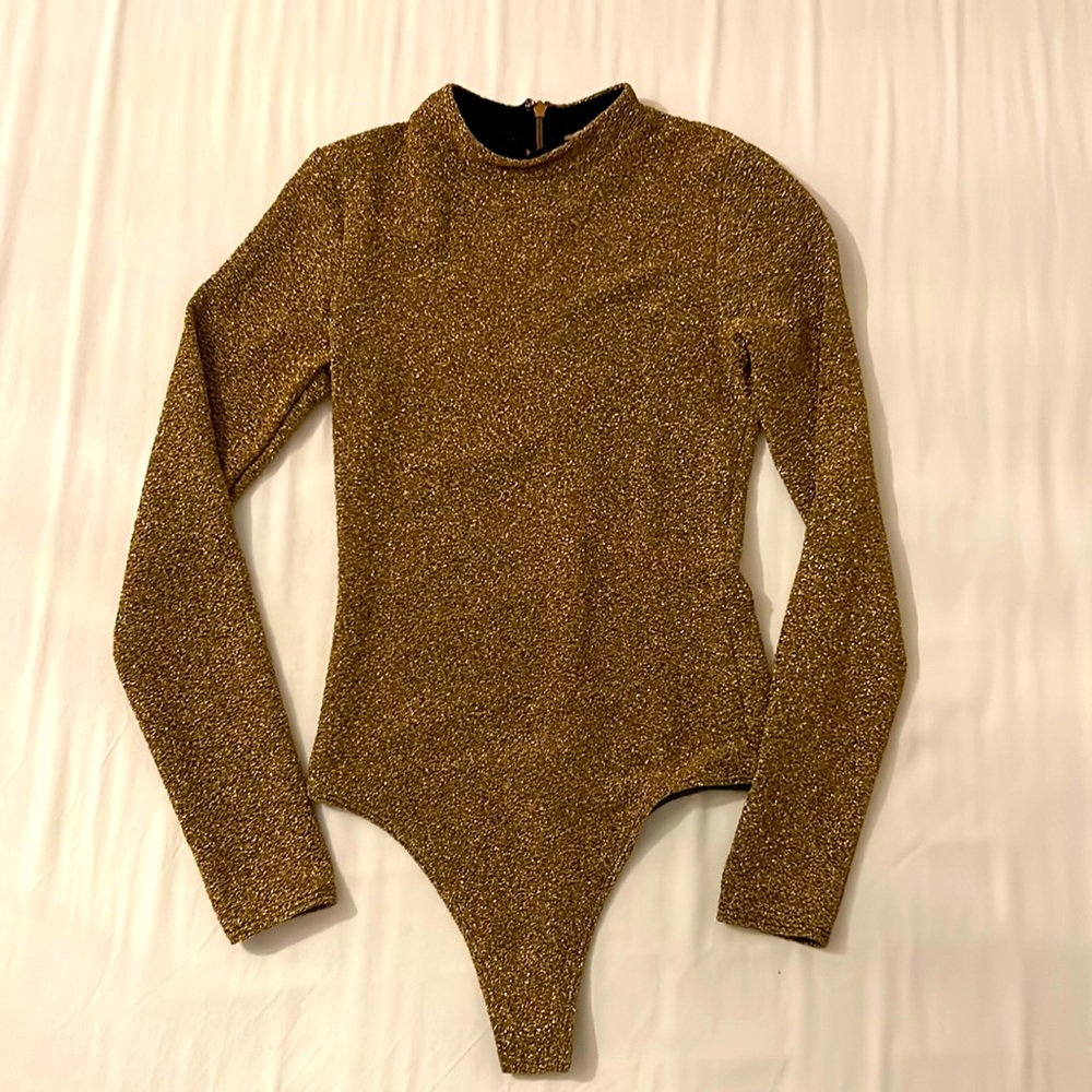 Brand new Show Me Your Mumu gold glitter bodysuit